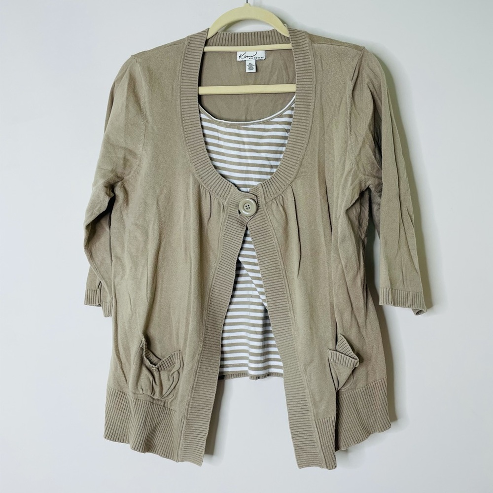 Kim Rogers Beige Faux 2 in 1 Cardigan Women's XL